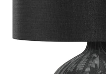Load image into Gallery viewer, 23" Black Ceramic Round Table Lamp With Black Drum Shade