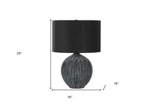 Load image into Gallery viewer, 23" Black Ceramic Round Table Lamp With Black Drum Shade