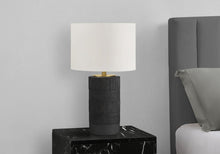Load image into Gallery viewer, 24" Black Cylinder Table Lamp With Ivory Drum Shade