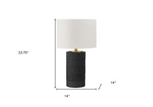 Load image into Gallery viewer, 24" Black Cylinder Table Lamp With Ivory Drum Shade