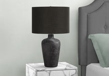 Load image into Gallery viewer, 24" Black Ceramic Round Table Lamp With Black Drum Shade