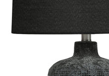 Load image into Gallery viewer, 24" Black Ceramic Round Table Lamp With Black Drum Shade