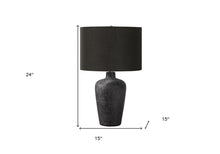 Load image into Gallery viewer, 24" Black Ceramic Round Table Lamp With Black Drum Shade