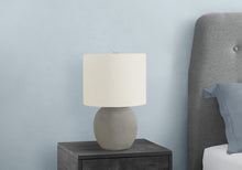 Load image into Gallery viewer, 20" Gray Concrete Round Table Lamp With Ivory Drum Shade