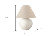 Load image into Gallery viewer, 16" Cream Ceramic Round Table Lamp With Cream Empire Shade