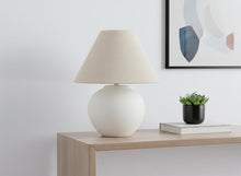 Load image into Gallery viewer, 16" Cream Ceramic Round Table Lamp With Cream Empire Shade