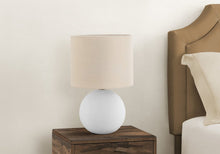 Load image into Gallery viewer, 16" Cream Ceramic Round Table Lamp With Cream Drum Shade