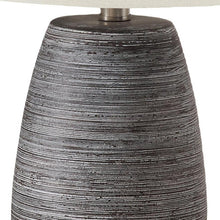 Load image into Gallery viewer, 19" Gray Ceramic Round Table Lamp With Ivory Drum Shade