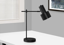 Load image into Gallery viewer, 21" Black Metal Round USB Table Lamp With Black Drum Shade