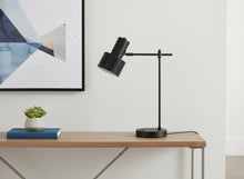 Load image into Gallery viewer, 21" Black Metal Round USB Table Lamp With Black Drum Shade