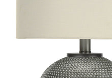 Load image into Gallery viewer, 19" Gray Round Table Lamp With Ivory Drum Shade