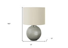 Load image into Gallery viewer, 19" Gray Round Table Lamp With Ivory Drum Shade