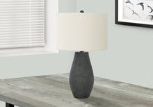 Load image into Gallery viewer, 24" Black Round Table Lamp With Ivory Drum Shade
