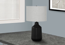 Load image into Gallery viewer, 24" Black Concrete Urn Table Lamp With Gray Drum Shade
