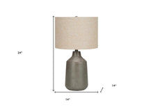 Load image into Gallery viewer, 24" Gray Concrete Urn Table Lamp With Beige Drum Shade