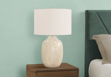 Load image into Gallery viewer, 26" Cream Ceramic Urn Table Lamp With Cream Drum Shade