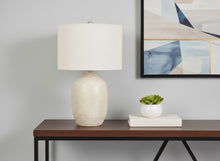 Load image into Gallery viewer, 26" Cream Ceramic Urn Table Lamp With Cream Drum Shade