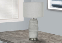 Load image into Gallery viewer, 25" Gray and Silver Ceramic Cylinder Table Lamp With Gray Drum Shade