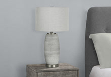 Load image into Gallery viewer, 25" Gray and Silver Ceramic Cylinder Table Lamp With Gray Drum Shade