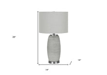 Load image into Gallery viewer, 25" Gray and Silver Ceramic Cylinder Table Lamp With Gray Drum Shade