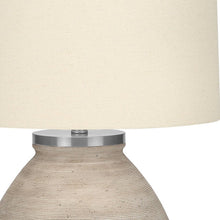 Load image into Gallery viewer, 25" Cream Concrete Round Table Lamp With Beige Drum Shade