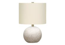 Load image into Gallery viewer, 20" Gray Concrete Round Table Lamp With Ivory Drum Shade