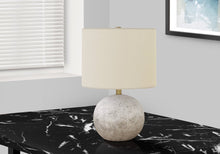 Load image into Gallery viewer, 20" Gray Concrete Round Table Lamp With Ivory Drum Shade