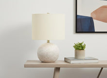 Load image into Gallery viewer, 20" Gray Concrete Round Table Lamp With Ivory Drum Shade
