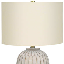 Load image into Gallery viewer, 24" Cream Geometric Table Lamp With Cream Drum Shade