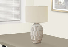Load image into Gallery viewer, 24" Cream Geometric Table Lamp With Cream Drum Shade