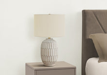 Load image into Gallery viewer, 24" Cream Geometric Table Lamp With Cream Drum Shade