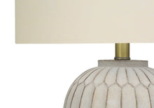 Load image into Gallery viewer, 24" Cream Geometric Table Lamp With Cream Drum Shade