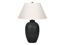 Load image into Gallery viewer, 24" Black Ceramic Round Table Lamp With Ivory Empire Shade