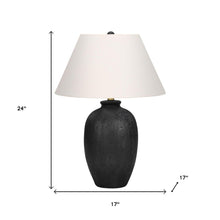Load image into Gallery viewer, 24" Black Ceramic Round Table Lamp With Ivory Empire Shade