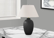 Load image into Gallery viewer, 24" Black Ceramic Round Table Lamp With Ivory Empire Shade