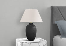 Load image into Gallery viewer, 24" Black Ceramic Round Table Lamp With Ivory Empire Shade