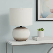 Load image into Gallery viewer, 21" Cream Ceramic Round Table Lamp With Cream Drum Shade