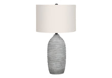 Load image into Gallery viewer, 27" Gray Cylinder Table Lamp With Ivory Drum Shade