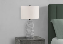 Load image into Gallery viewer, 27" Gray Cylinder Table Lamp With Ivory Drum Shade