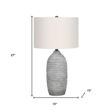 Load image into Gallery viewer, 27" Gray Cylinder Table Lamp With Ivory Drum Shade
