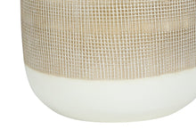 Load image into Gallery viewer, 27" Brown and White Ceramic Round Table Lamp With Beige Drum Shade