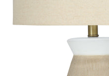 Load image into Gallery viewer, 27" Brown and White Ceramic Round Table Lamp With Beige Drum Shade