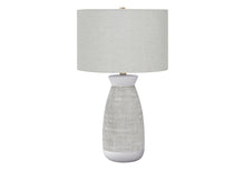 Load image into Gallery viewer, 27" Gray and White Ceramic Round Table Lamp With Gray Drum Shade