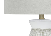Load image into Gallery viewer, 27" Gray and White Ceramic Round Table Lamp With Gray Drum Shade