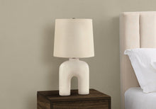 Load image into Gallery viewer, 25" Cream Geometric Table Lamp With Beige Empire Shade