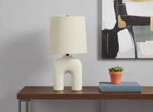 Load image into Gallery viewer, 25" Cream Geometric Table Lamp With Beige Empire Shade