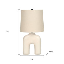 Load image into Gallery viewer, 25" Cream Geometric Table Lamp With Beige Empire Shade