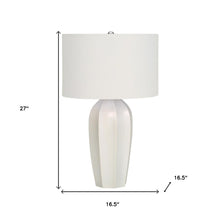 Load image into Gallery viewer, 27" Cream Ceramic Geometric Table Lamp With Cream Drum Shade