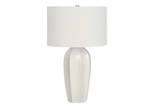 Load image into Gallery viewer, 27" Cream Ceramic Geometric Table Lamp With Cream Drum Shade