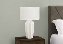 Load image into Gallery viewer, 27" Cream Ceramic Geometric Table Lamp With Cream Drum Shade